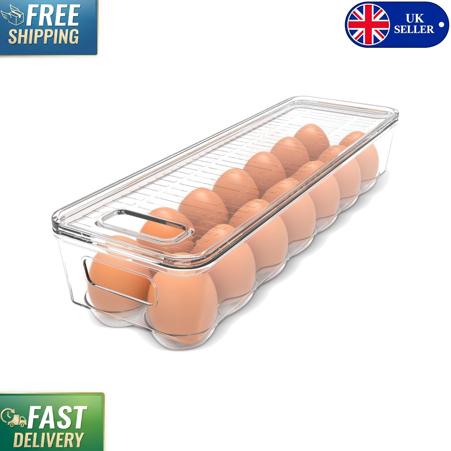 Clear Plastic Egg Holding Tray - 14 Slots for Effortless Fridge Storage