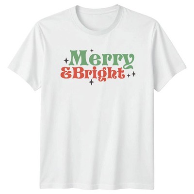 Merry & Bright Christmas Holidays Retro Herren T-Shirt Damen Grafik Tee