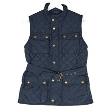 Polo Ralph Lauren Quilted Barn Vest Navy Blue Kids Size L 12 14 Belted Pockets