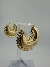 LARGE 9CT YELLOW GOLD HALLMARKED VICTORIAN 3.5INCH CHUNKY ROUND CREOLE  EARRINGS