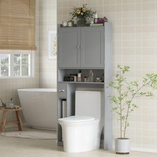 Modern Over The Toilet Storage Cabinet Space Saver Bathroom Organizer Gray