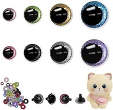 12-25mm Glitter Safety Eyes for Crocheting with Washers, Amigurumi Eyes 3D, 72Pc