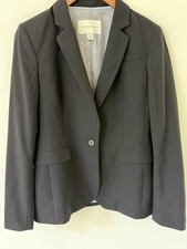 Banana Republic Blazer Womens 10 Black Wool Blend One Button Suit Jacket Coat