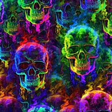 Neon Smoke Skulls 22 - 18"x46" Hydrographic Film Hydro Dipping