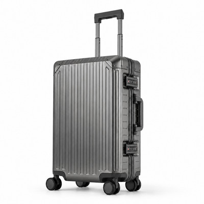 100% Aluminium Handgepäck-Koffer Trolley 4 Rollen TSA Hartschale 55x36x23cm Grau