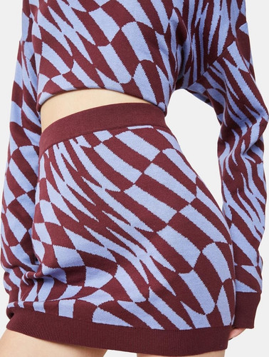 Current Mood catch my drift checkered knit mini skirt