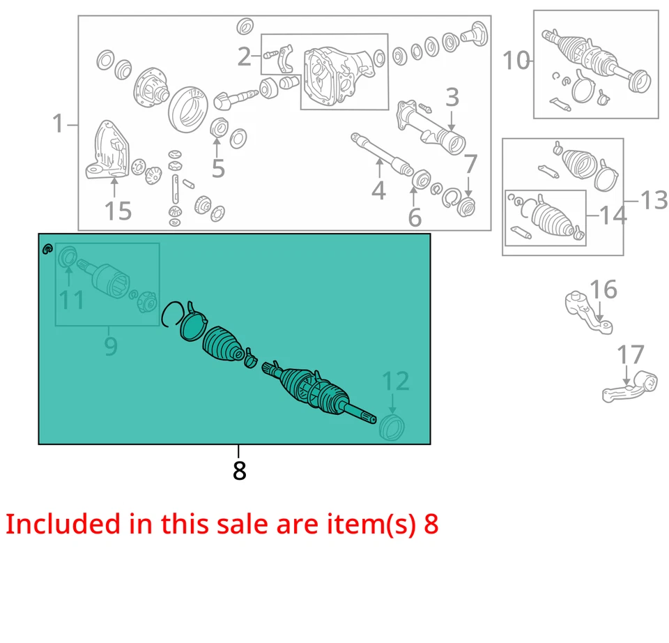 Conjunto exterior eje delantero se adapta a 98-07 LEXUS LX470 632065 Foto 3 de 4