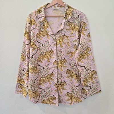 Printfresh baheera leopard pajama top size large blush pink