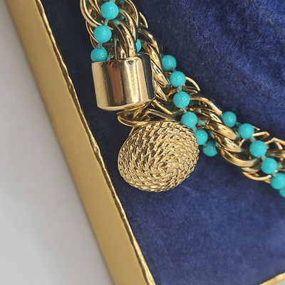 NEW VTG Avon Chunky Turquoise and Goldtone Thick Chain Necklace 20.5in