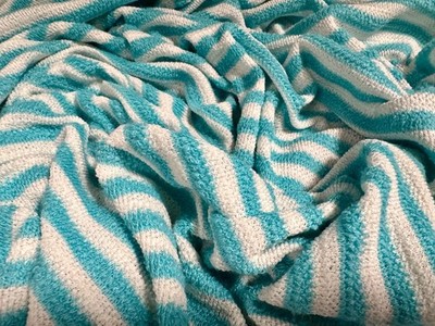 Strick Jersey Stoff, Meterware - gestreift - türkis & weiß