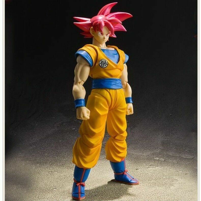 Boneco de ação 6SHF Dragon Ball Z Super Saiyajin Deus cabelo vermelho Son  Goku brinquedos sem caixa