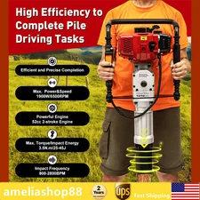52cc Gas-Powered T Post Driver Fence Post Driver 2-Stroke Gasoline Push Pile