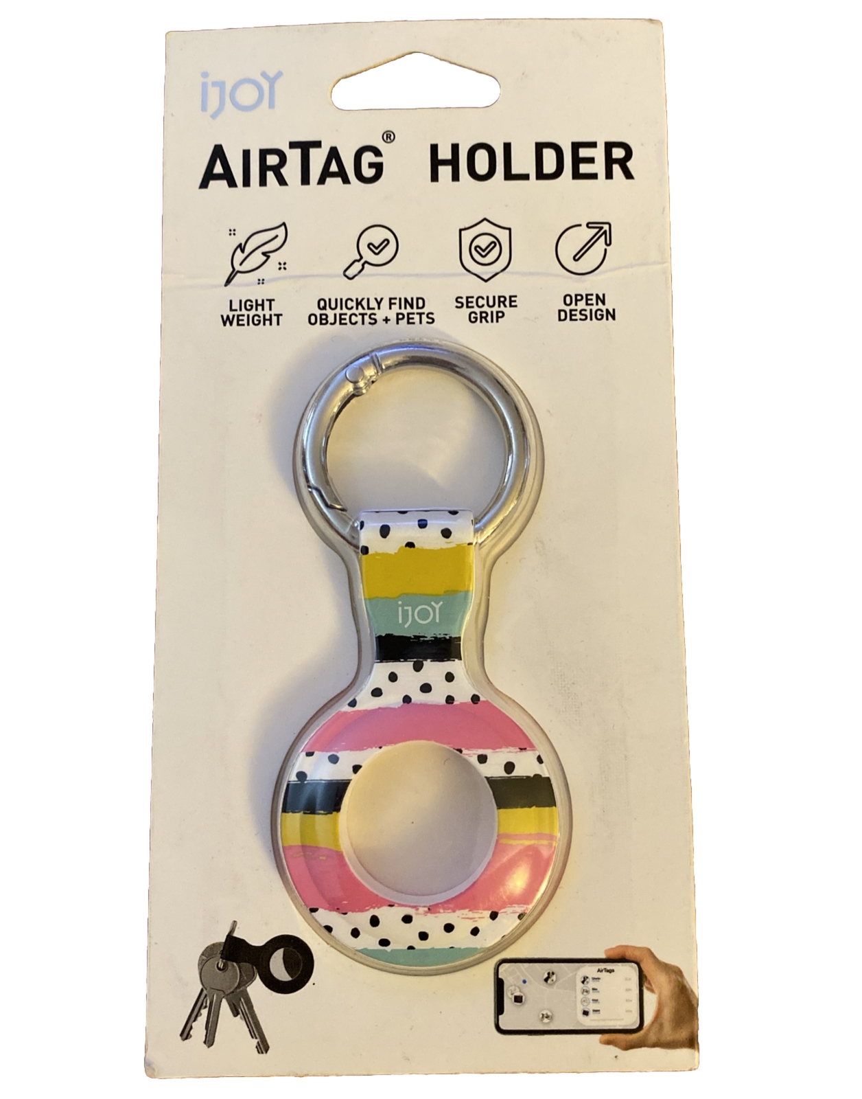 iJoy Airtag Keychain Holder - Secure Case for Keys, Purse & Apple AirTag