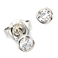 "Jobo\"33074\"Ohrstecker Rund 925 Sterling Silber Rhodiniert 2 Zirkonia Ohrringe"