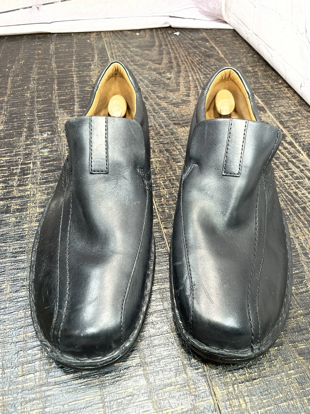 Scarpe eleganti mocassini Clarks uomo taglia 10 M Escalade Step in pelle nera