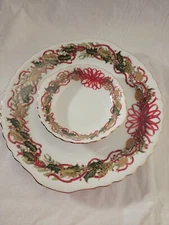 Andrea By Sadek Christmas Garland Porcelain Chip And Dip Set With Server
