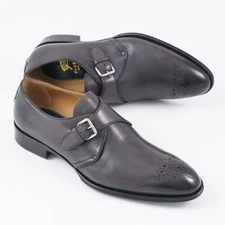 Pastori by di Bianco 'Tiberius' Gray Leather Monk Strap Dress Shoes US 13 NIB