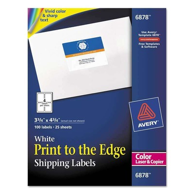 Avery Color printing matte White labels (3 3/4inch x 4 3/4inch) 100 count (072782068783)