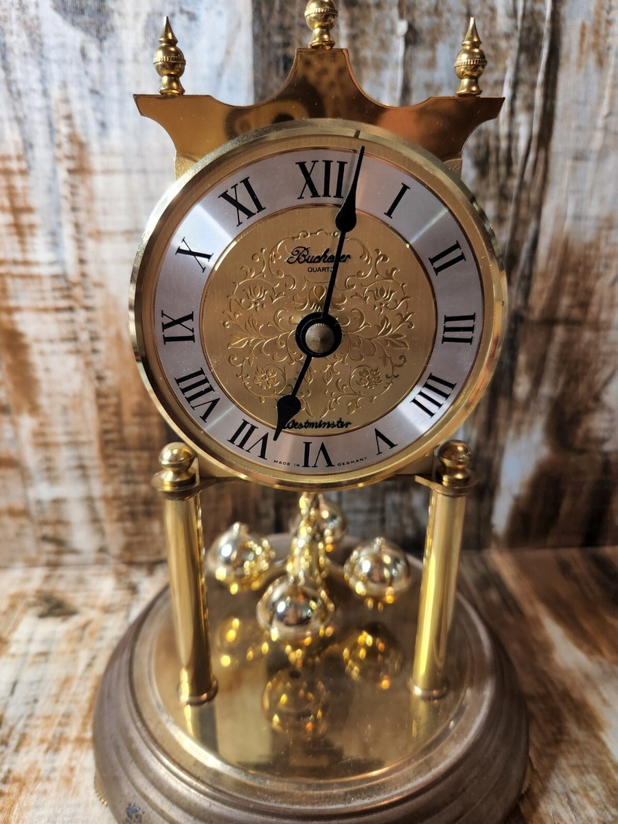 Bucherer Quartz Westminster Anniversary Brass Dome Table Clock Germany