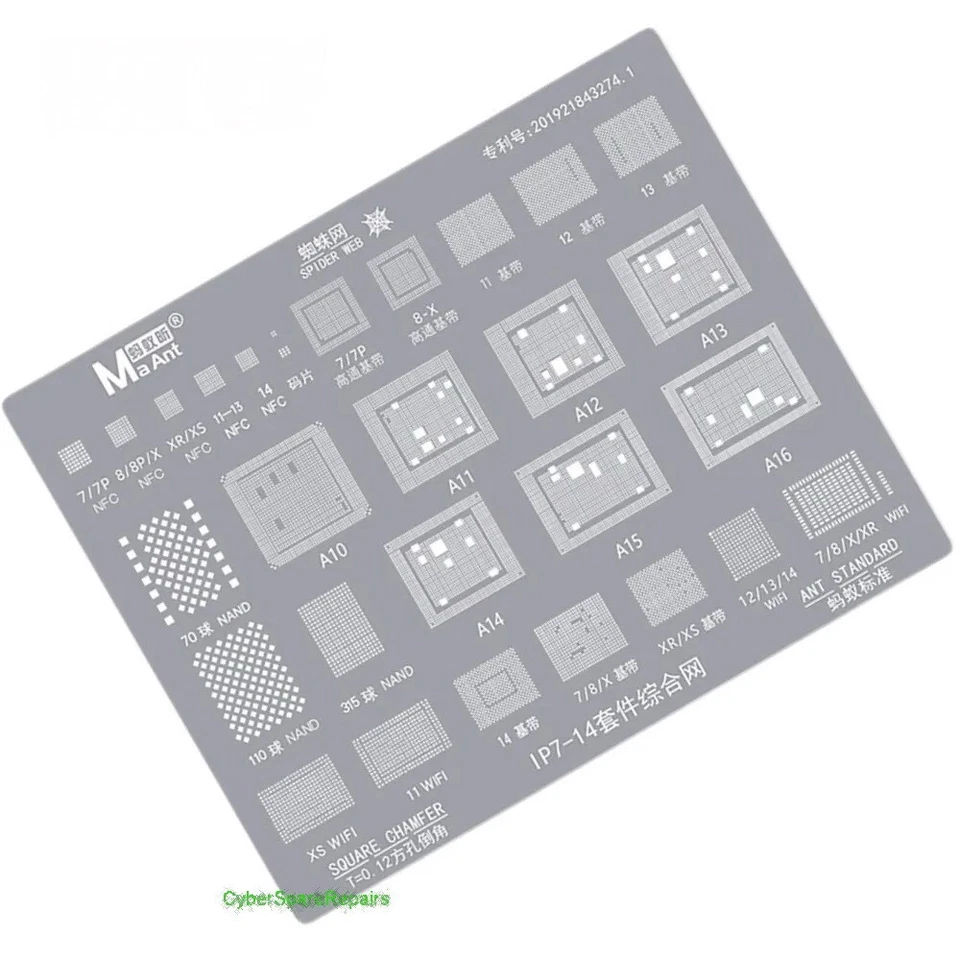 iPhone Reballing Stencil WiFi Baseband CPU NFC NAND Apple 7-14 Pro Max MaAnt UK - Image 4 of 4