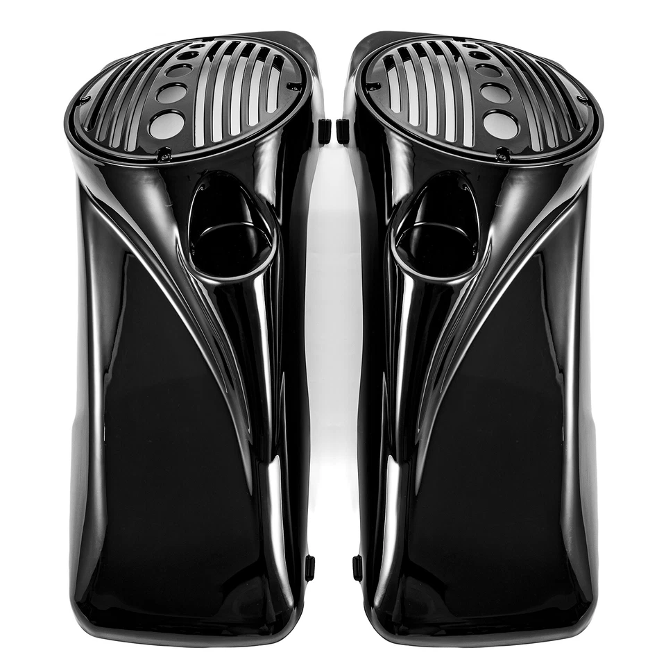 Vivid Black 8" Speaker Lids w/ Tweeter port For Harley 1994-13 Touring FLTR FLHT Foto 3 de 4
