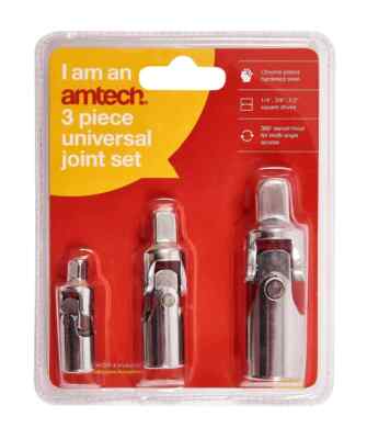 3pc Universal Socket Flexi Joint Set 1/4'' 1/2'' & 3/8'' Drive Flexi I6350 Amtech