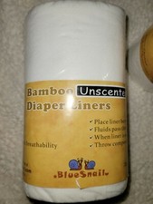 Blue Snail Bamboo Unscented Diaper Liners 100 Sheet Roll 12" x 7" New  2 