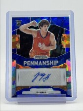 PJ Hall Clemson Basketball Autograph Panini Prizm Blue Ice Rookie Card Auto /75
