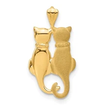 14k Yellow Gold Satin and Polished Cats Pendant 0.95g Gift for Mother