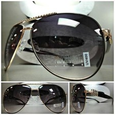 Men's or Women CLASSIC VINTAGE RETRO Style SUN GLASSES SHADES Black  Gold Frame