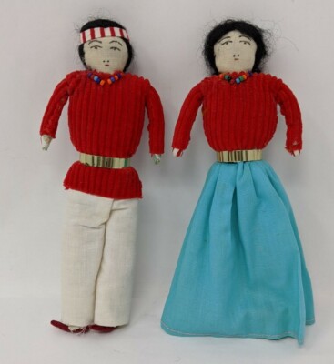 Vintage Navajo Dolls Handmade Native American Indian Man & Woman Pair