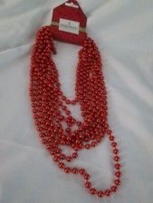 Holiday Inspiration Red Ball Beaded Christmas Garland, 18 Ft. New