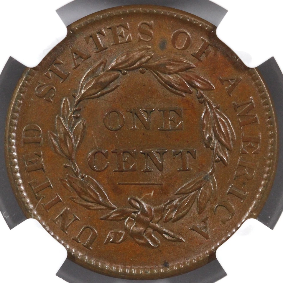 1837 1c N-6 Medium Letters Head of 36 Matron Head Large Cent NGC and CAC MS 64 - Image 2 of 4