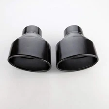 304 Stainless Steel 3" In Black Exhaust Tips 6"x3.75" Out Slant Cut Rolled 8" L