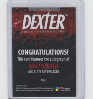 Kreator【サイン入りDVD &Blu-ray付き】限定盤CDセット DEXTER SEASON 7 & 8 MATT GERALD AS RAY SPELTZER AUTOGRAPH CARD