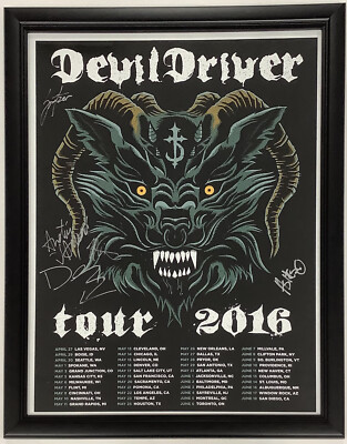 Devil Driver Band Signed Poster 20x25 Metal 2016 Tour Dez Fafara