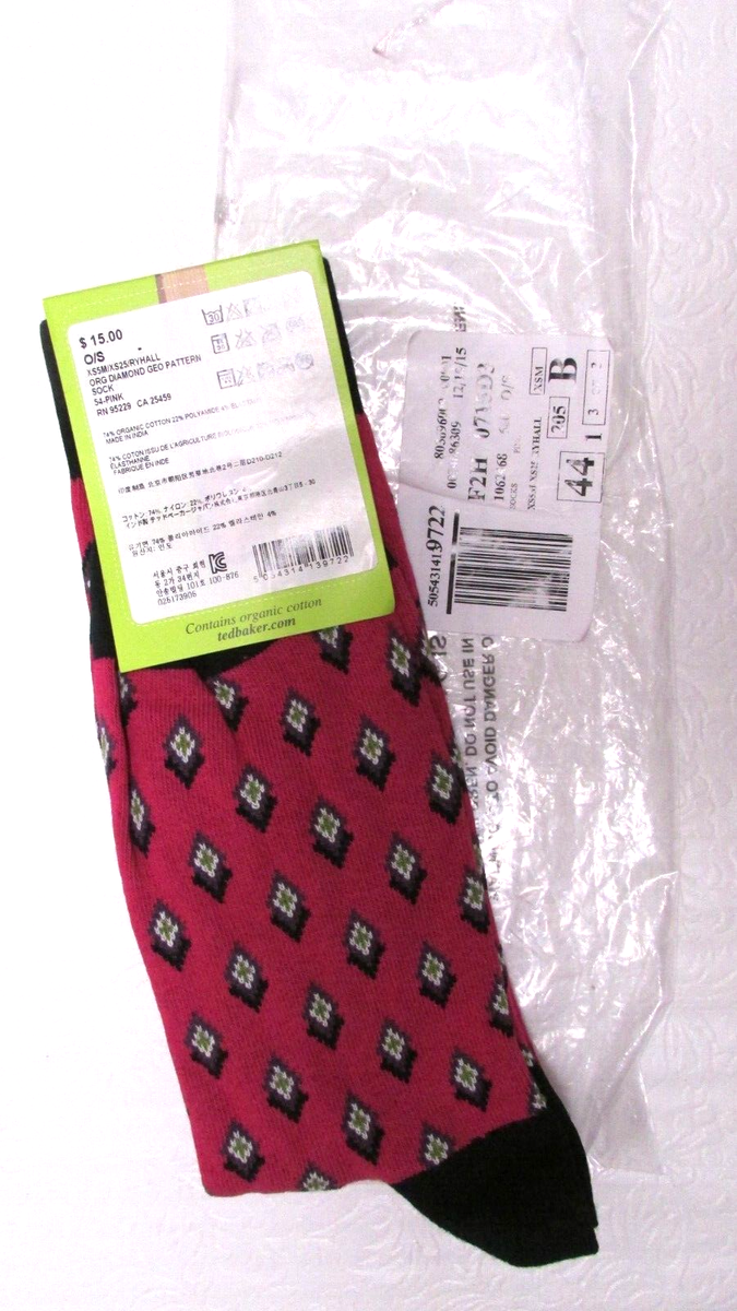 Ted Baker London Organic Diamond Geometric Pink Navy Mens Mid