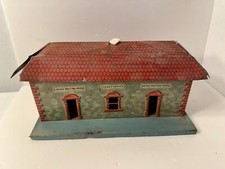 Giocattolo anni 20 Bing latta stazione treno biglietteria sale dattesa deposito 10" antico