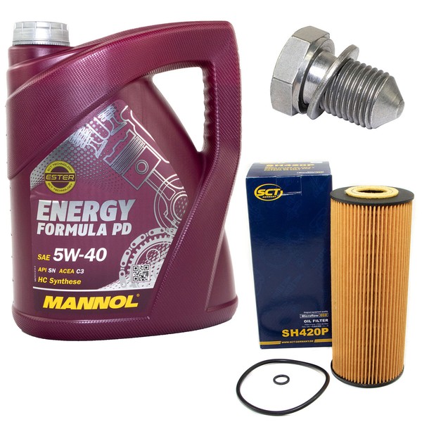 MotoröL ÖLfilter SH420P 5W40 5Liter + ÖLablassschraube FüR Audi Seat Skoda Vw-image