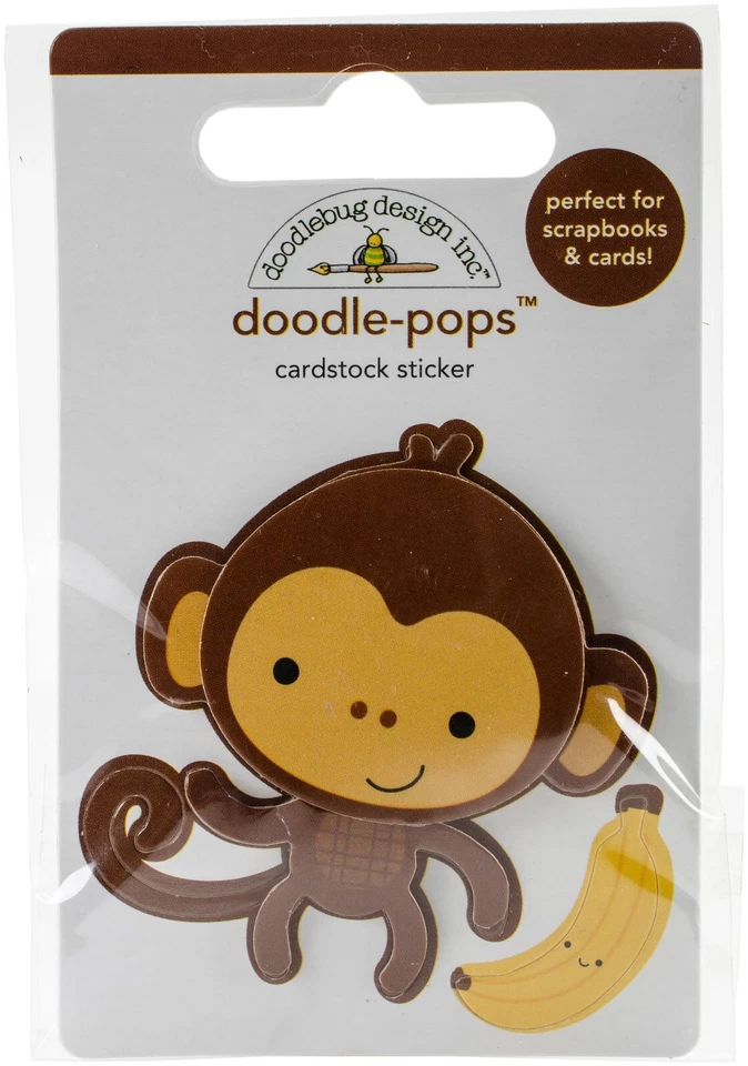 DOODLEBUG DOODLE-POPS 3D STICKERS - MONKEY MIKE - 2.5" x 3.75" - Image 1 of 1