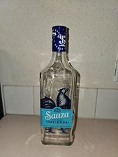 Sauza Tequila Plata "Botella Vacía" con Tapa Repujada con Gallo Azul