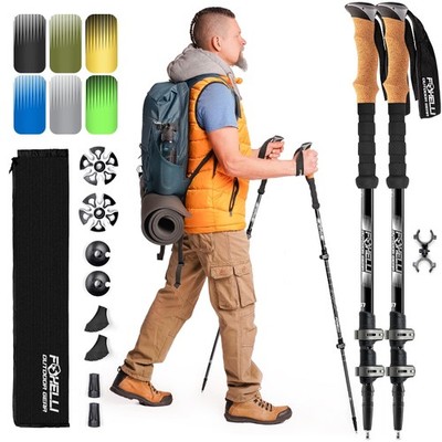 Foxelli Trekking Poles   Lightweight Collapsible Aircraft One Size, Black