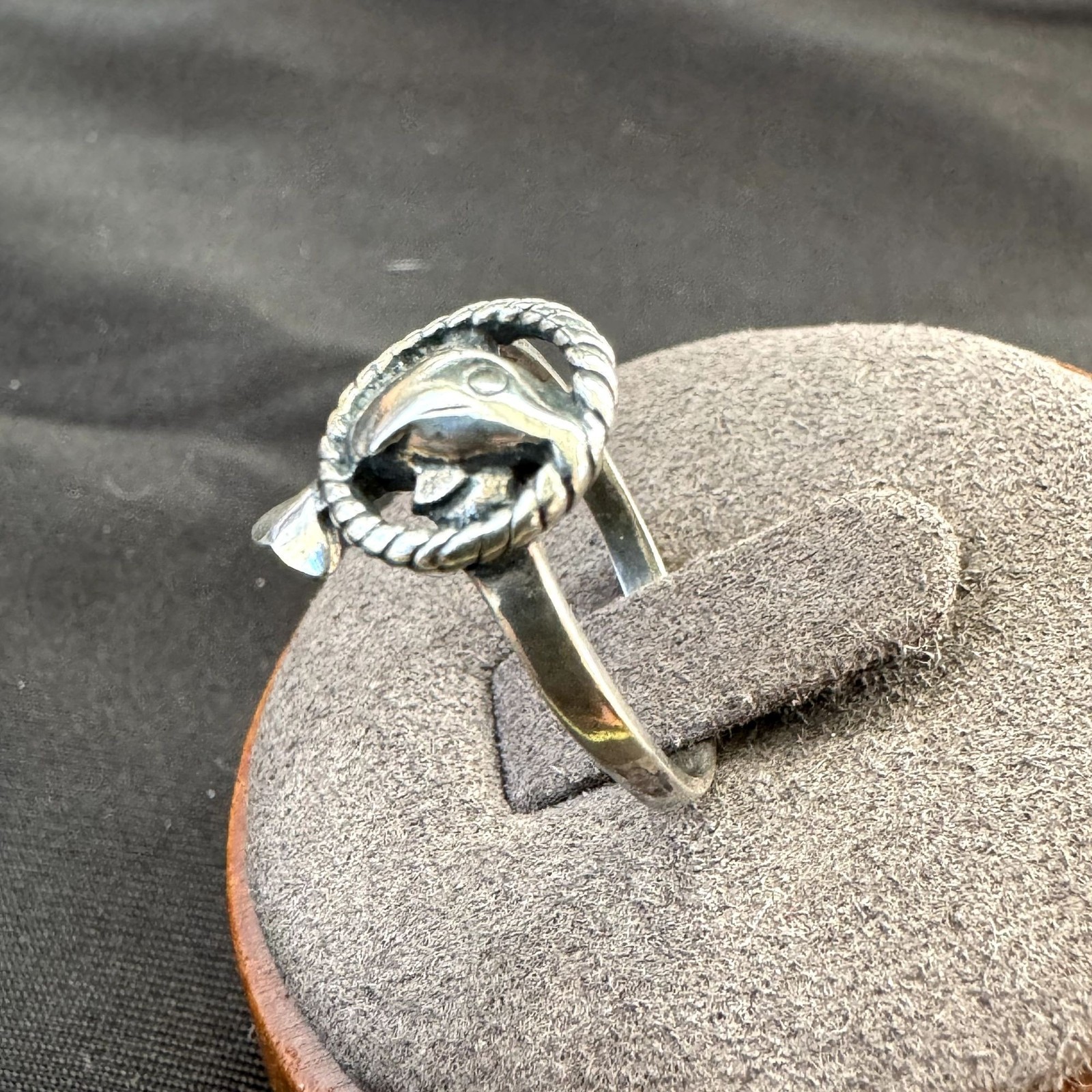 Solid Sterling Silver 925 Dolphin Twist Border De… - image 2