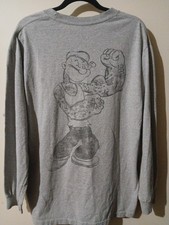 Popeyes spinach muscles vintage shirt color gray