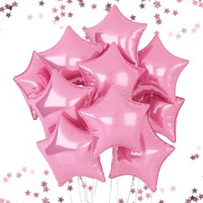 Pink Star Foil Balloons, 18 Inches Star Foil Balloons for Helium, 10 pcs Ligh...