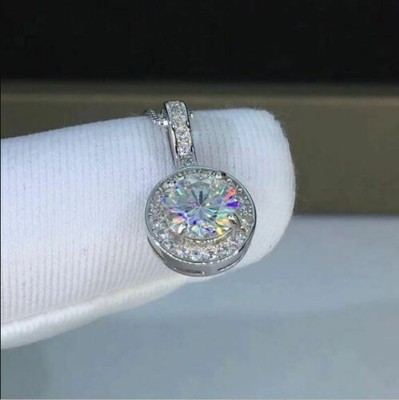 2Ct Round Cut LabCreated Diamond Women's Pendant 14K White Gold Plated