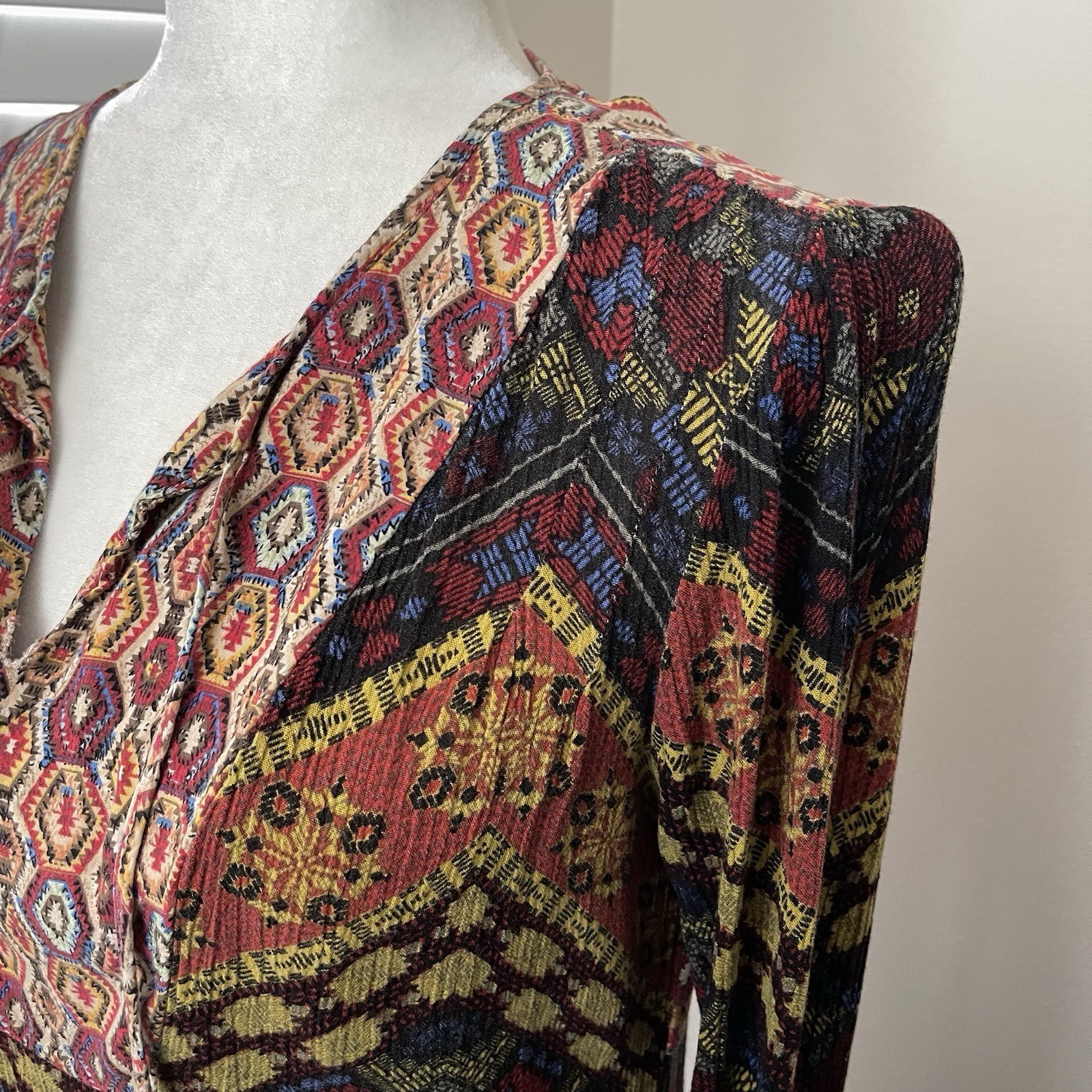 Figueroa & Flower Patchwork Geometric Tunic Top -… - image 2