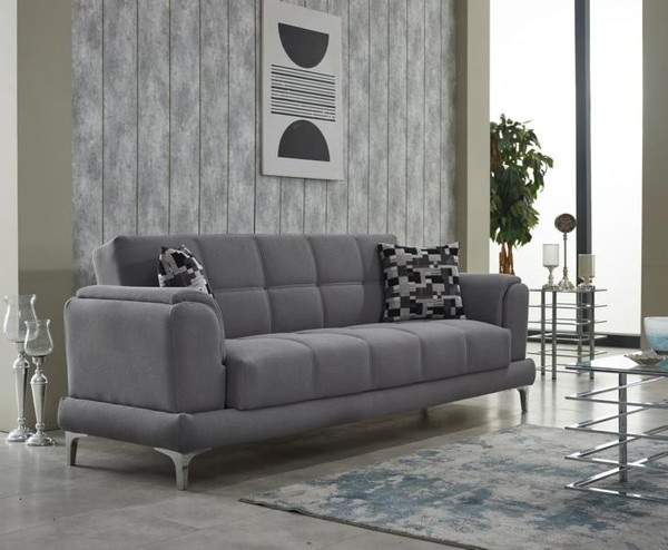 Moderne Dreisitzer Polstersofa Couch 3 Sitzer Stoffsofa Sofa Grau-image