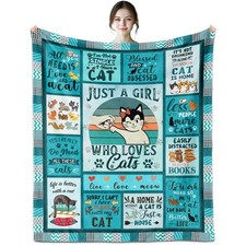 Cat Blanket 60" X 50", Cat Lover Gifts for Women, Cat Gifts for Women/Cat Lov...