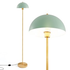 Golden Floor Lamp with Adjustable Head Shatterproof Green White Shade 220V